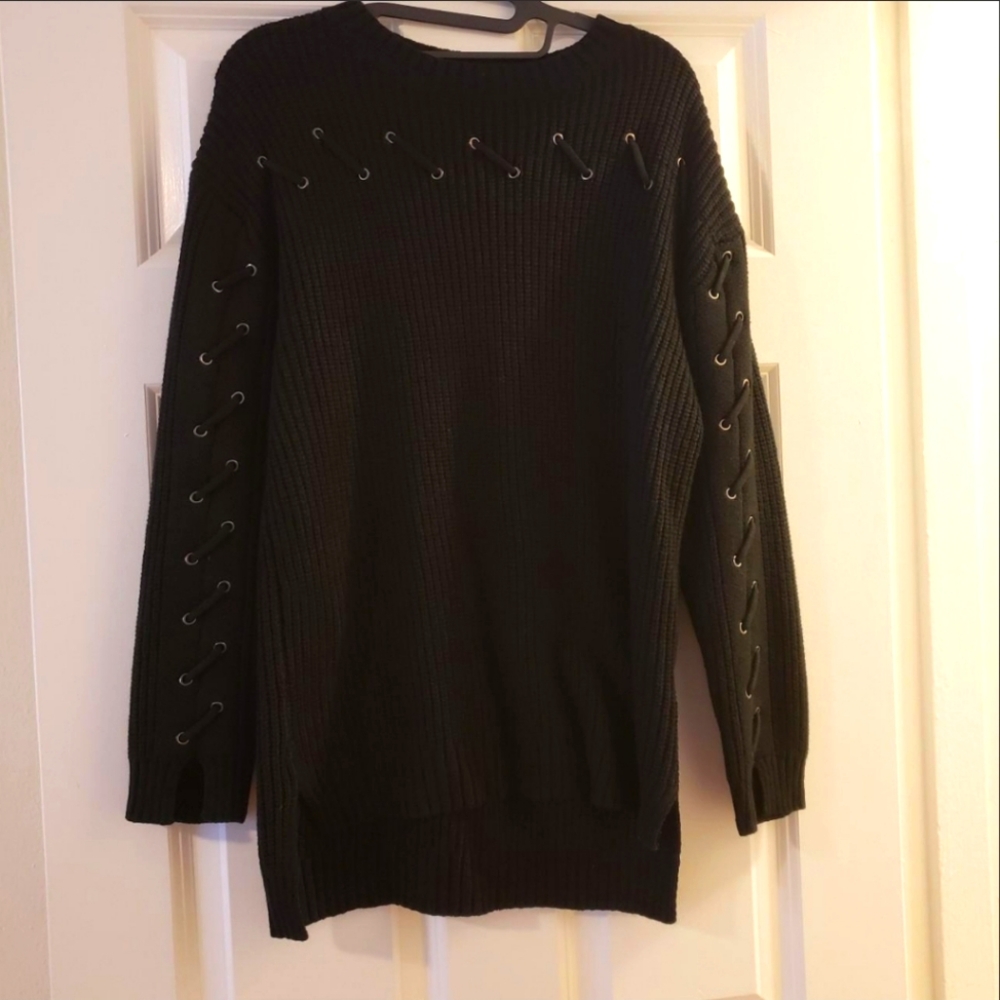 Black goth sweater with grommets
